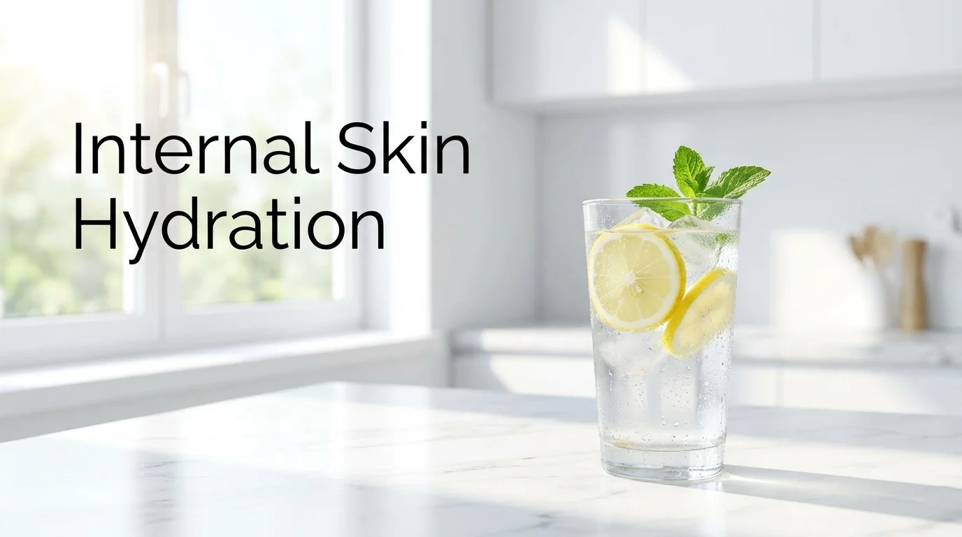 A glass of water representing the importance of hydration for skin.