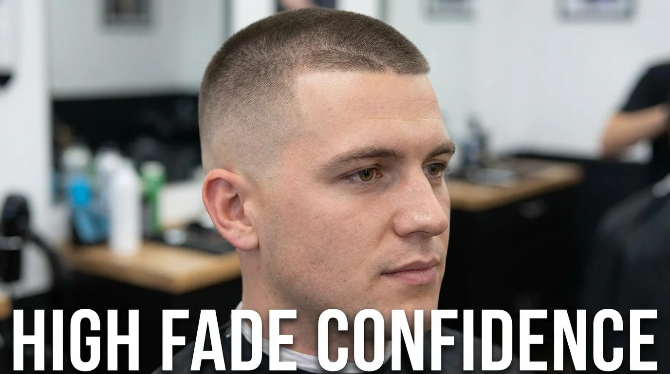 A man with a high fade and a buzzed top looking sharp.