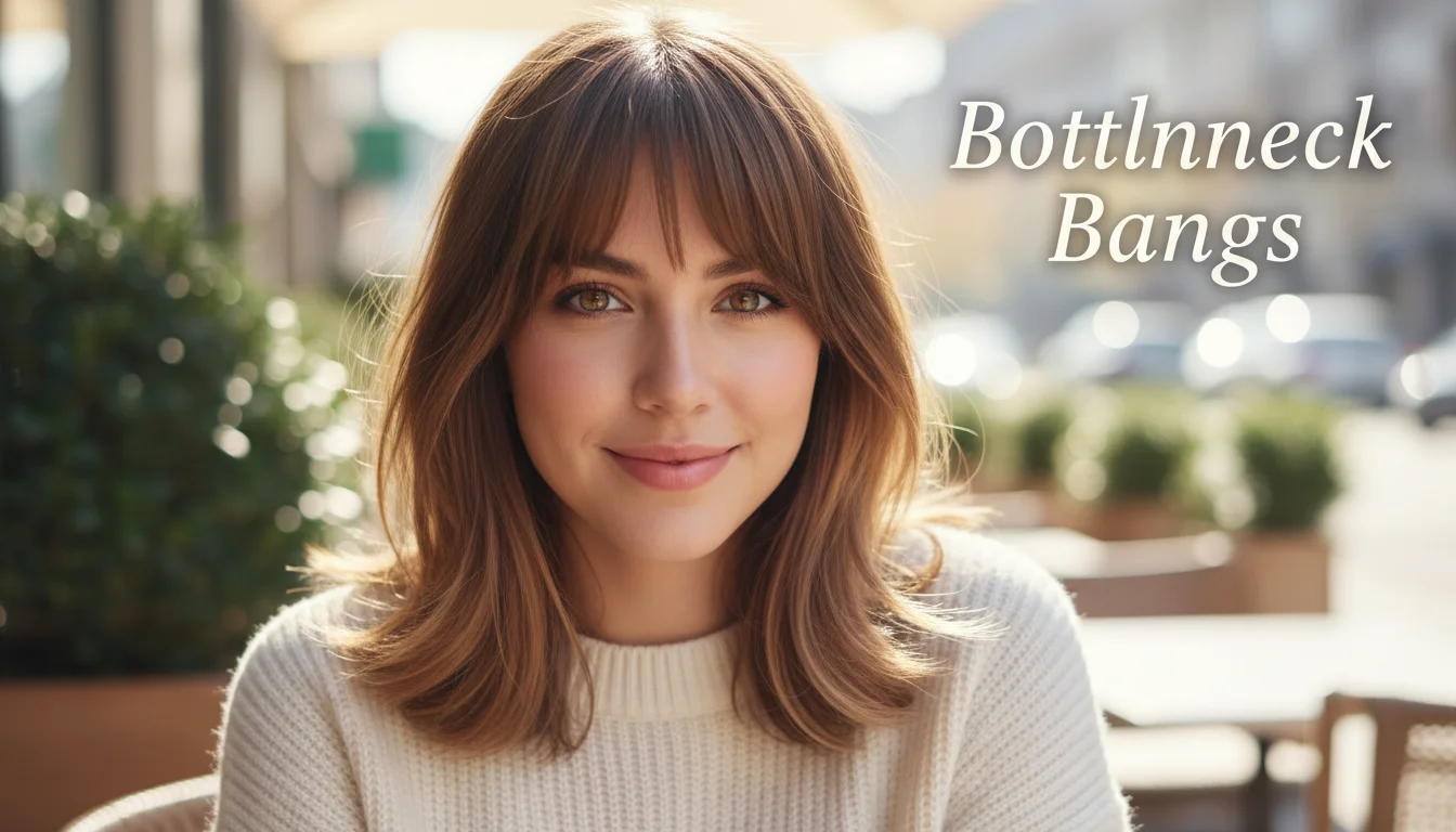 Bottleneck bangs providing a soft and effortless face-framing effect.