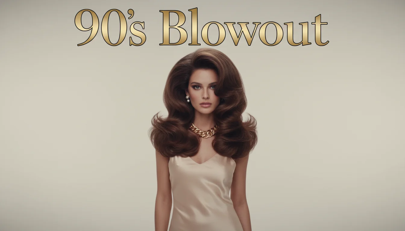 A high-volume 90s supermodel blowout with glossy curls and lift.