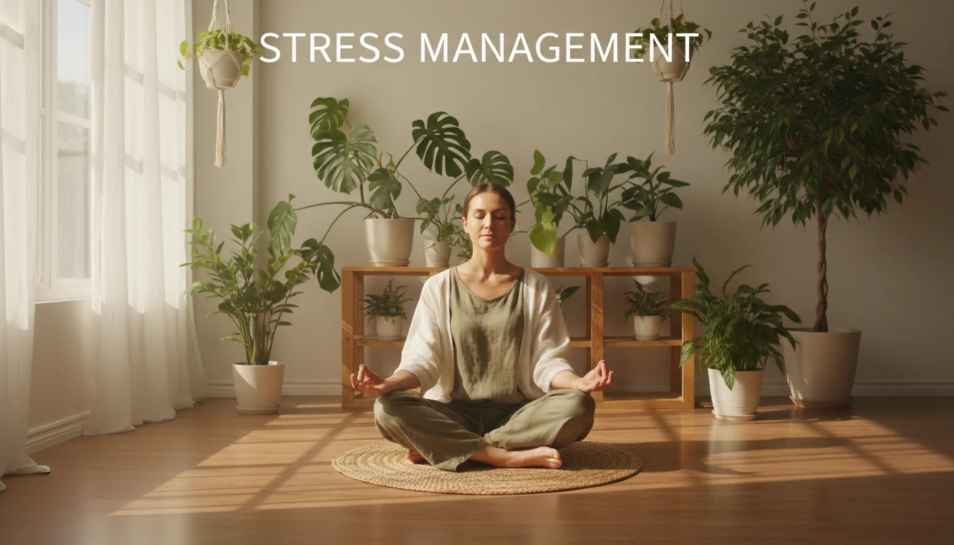 Person meditating to reduce stress-related hair fall.
