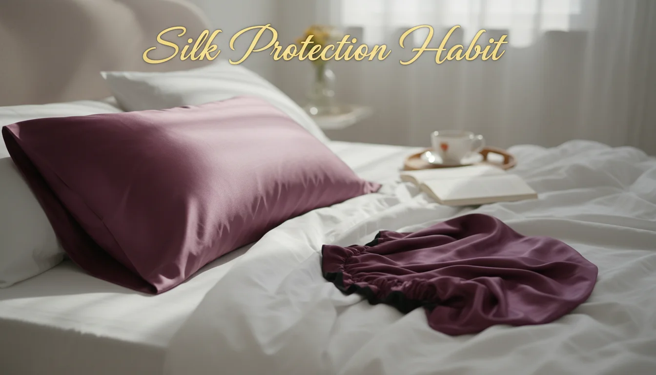 Luxurious silk pillowcase and hair bonnet designed to prevent hair friction and breakage.