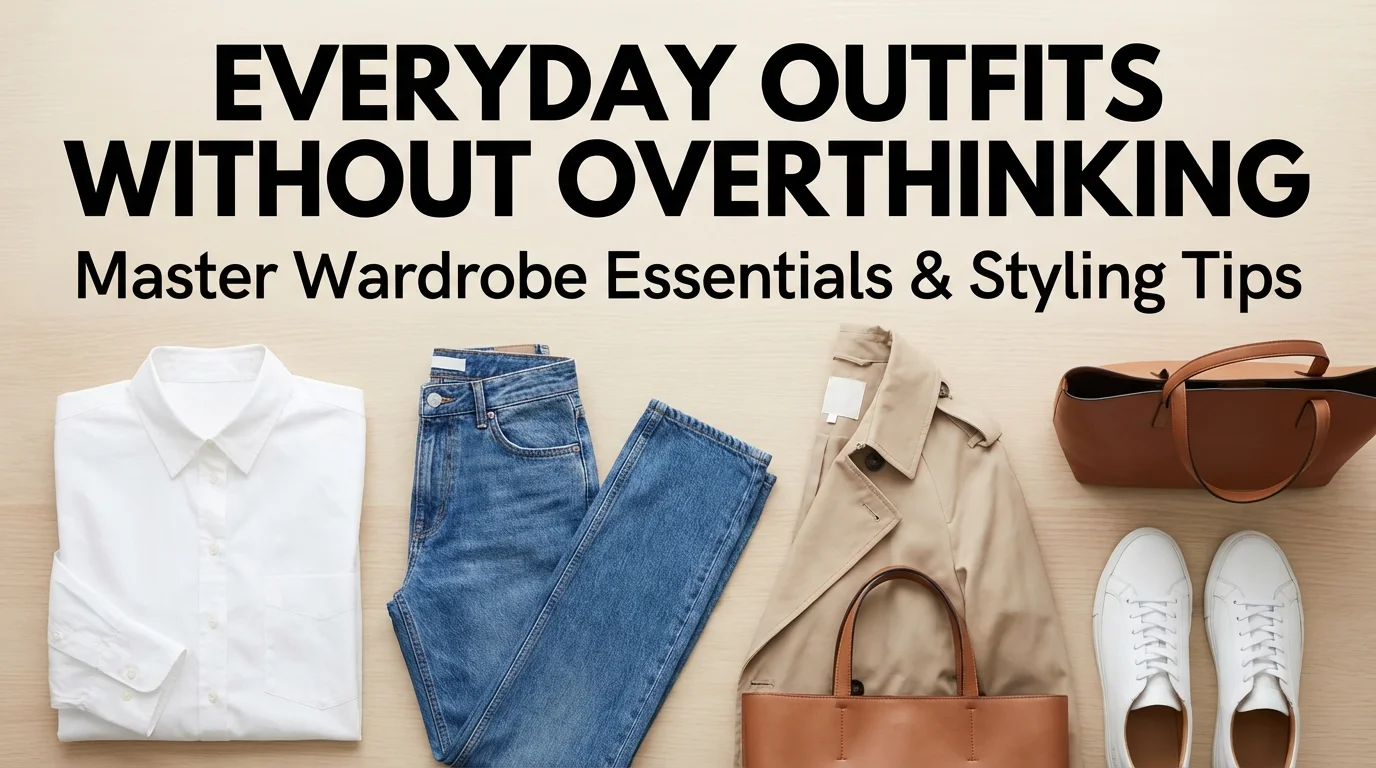 A minimalist wardrobe featuring essential neutral clothing pieces for building easy everyday outfits without decision fatigue.