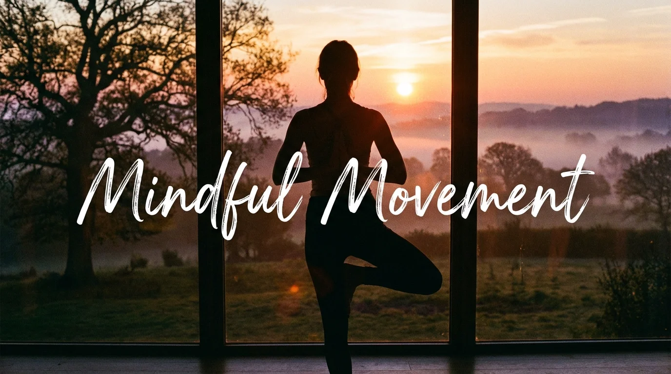 Silhouetted figure stretching at dawn to promote physical grounding.