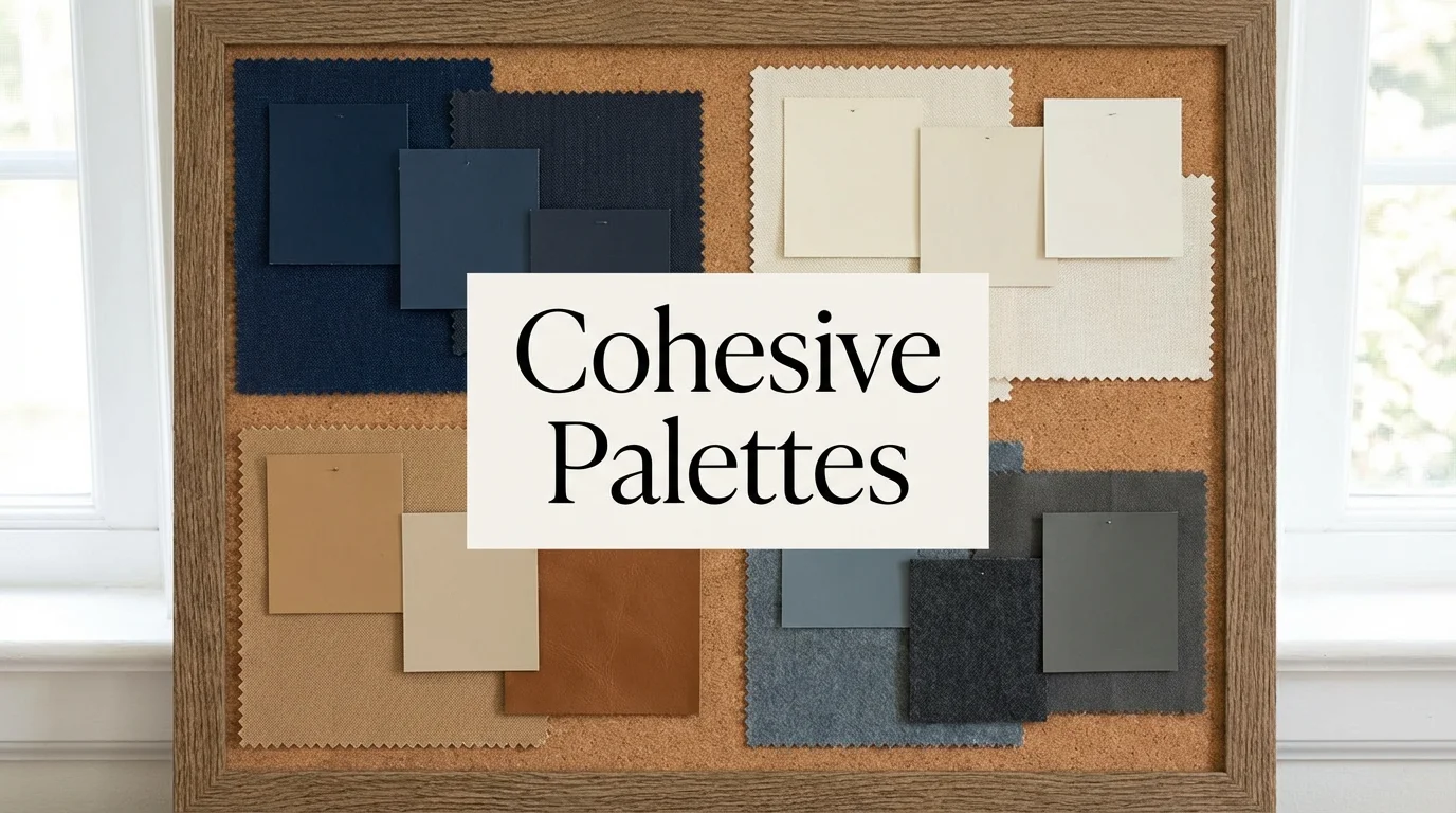 A professional mood board showing a neutral and sophisticated color scheme.