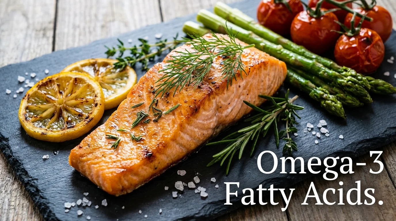 A grilled salmon fillet representing omega-3 fatty acids for cortisol control.
