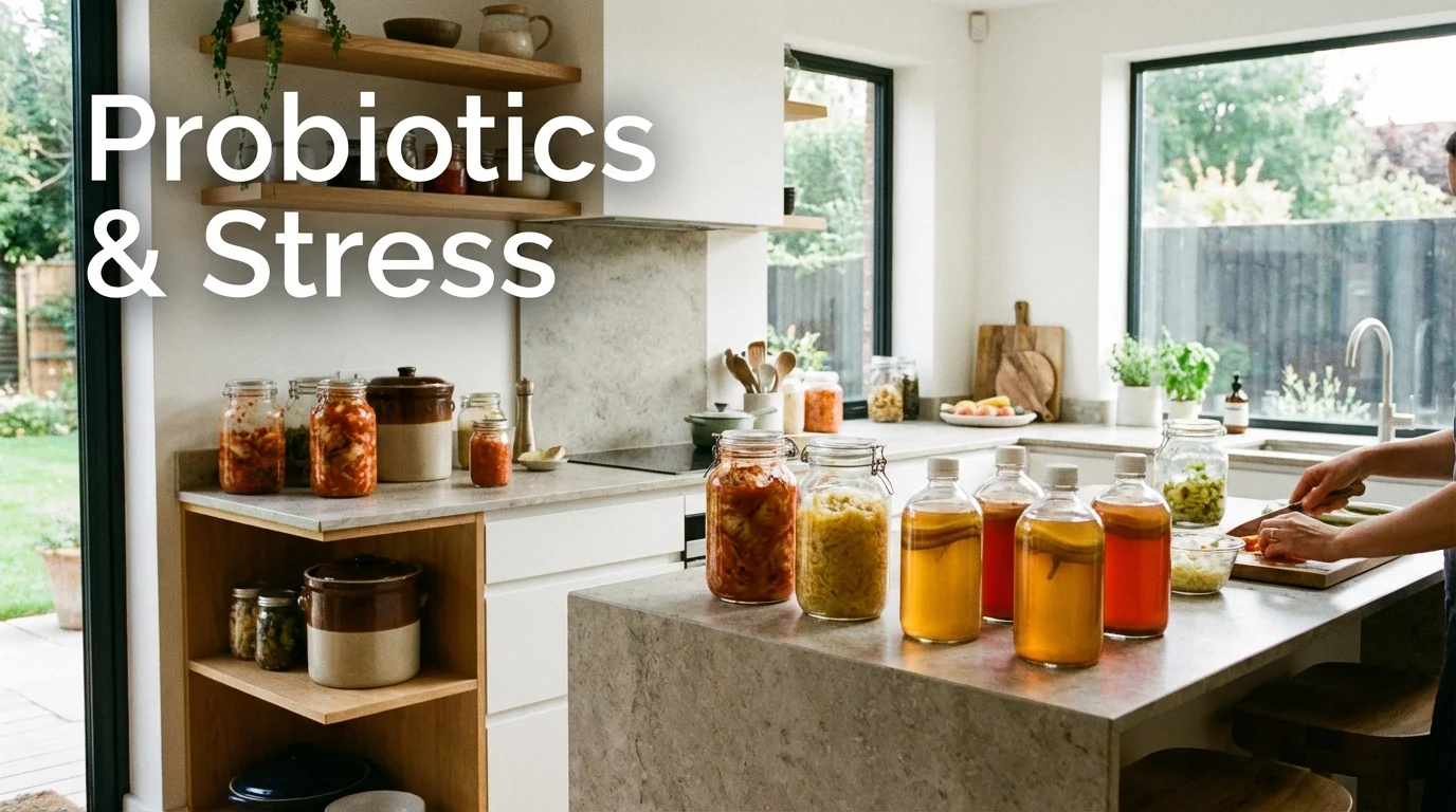 Selection of fermented foods including sauerkraut and kimchi.
