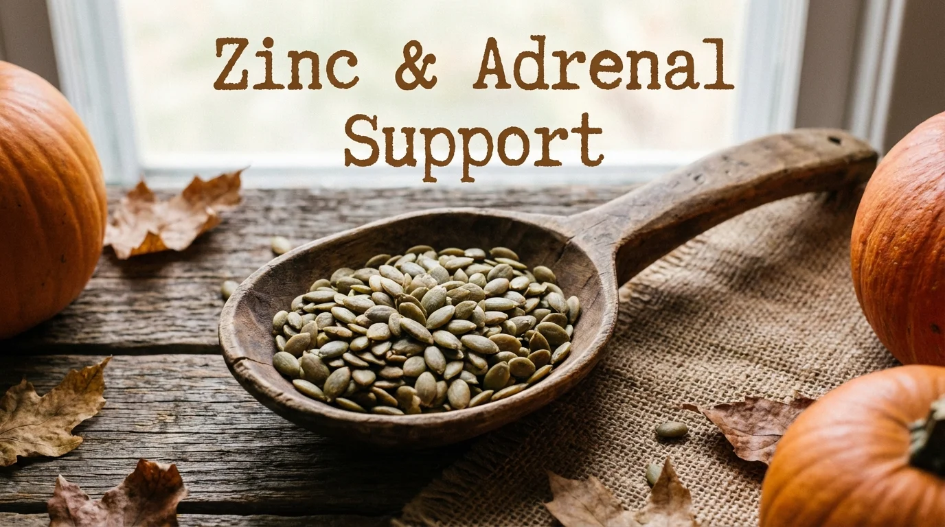 Raw pumpkin seeds shown as a source of zinc for adrenal support.