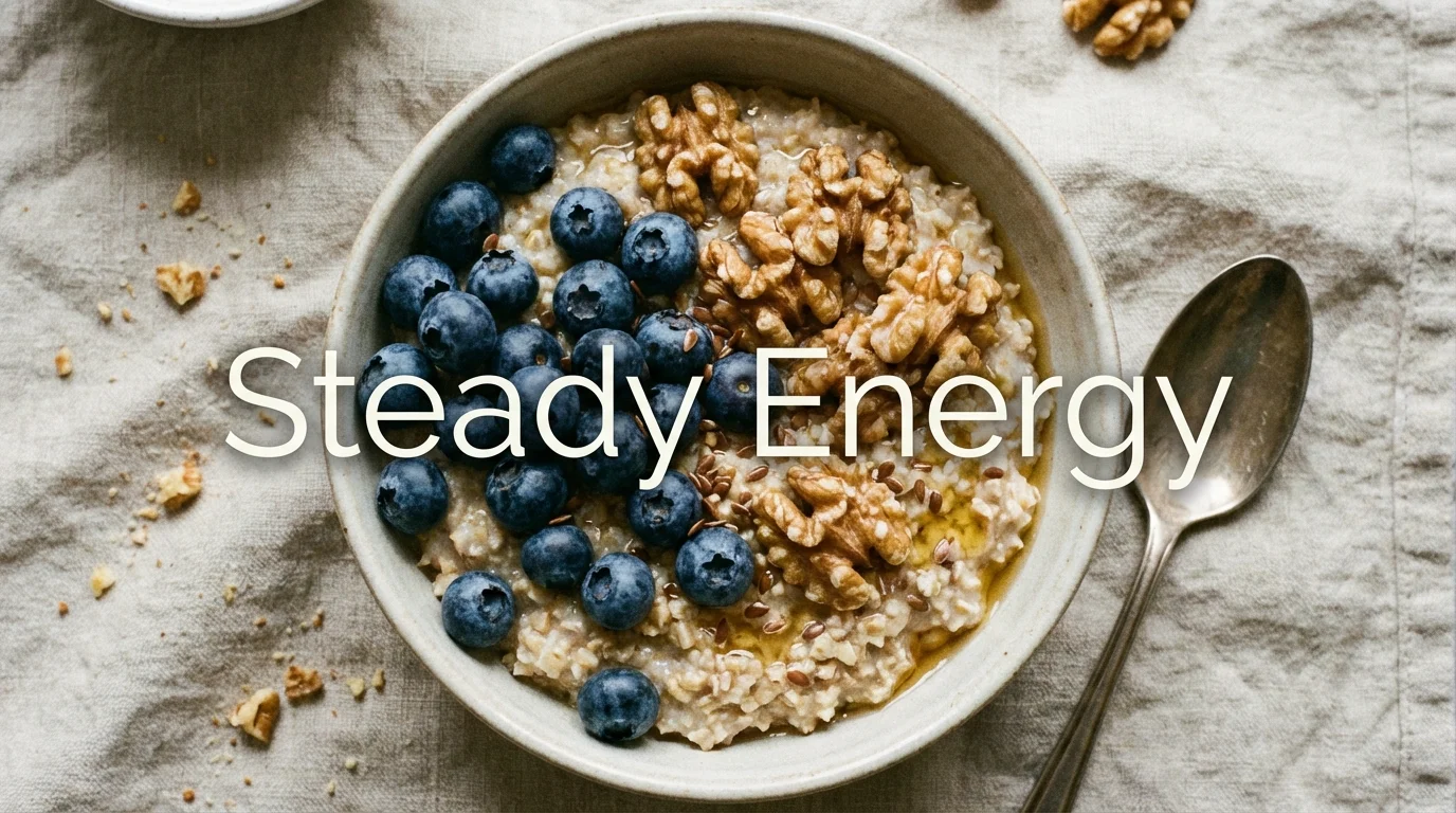 A healthy bowl of oatmeal  representing complex carbohydrates for blood sugar stability.