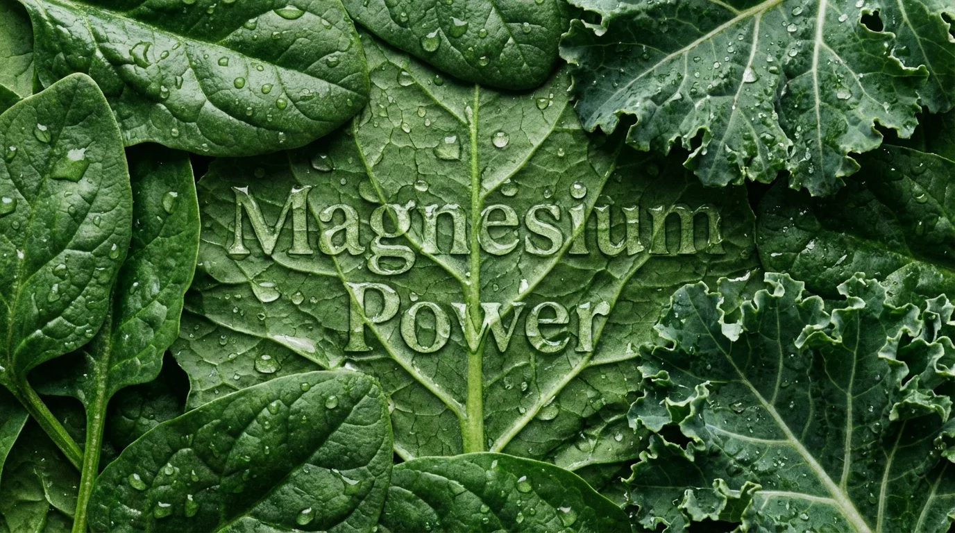 Close-up of nutrient-dense leafy green vegetables rich in magnesium.
