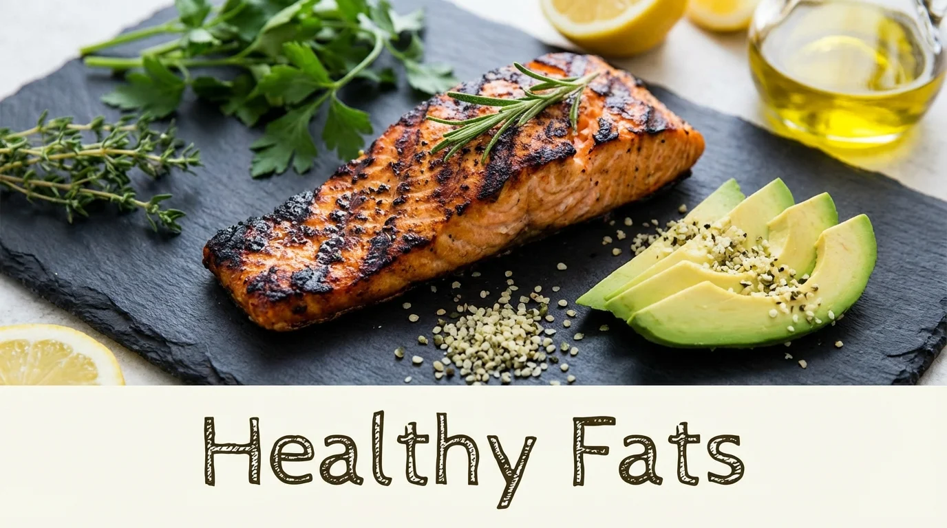 Grilled salmon and avocado rich in Omega-3 fatty acids for brain health.