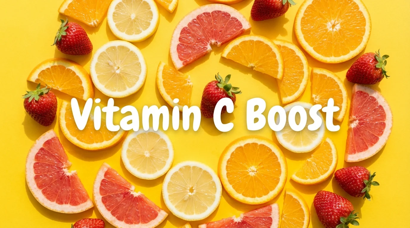 Assorted citrus fruits and berries high in Vitamin C for adrenal support.