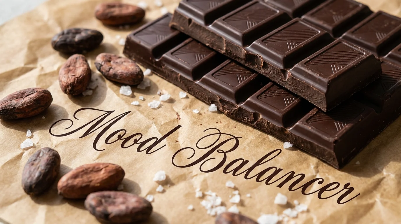 Dark chocolate pieces demonstrating a healthy indulgence for stress reduction.