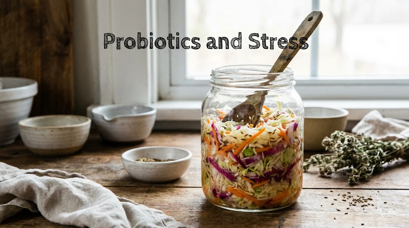 Fermented sauerkraut in a glass jar.