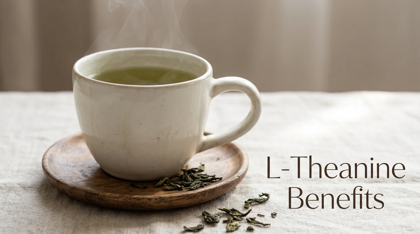 A cup of steaming green tea.