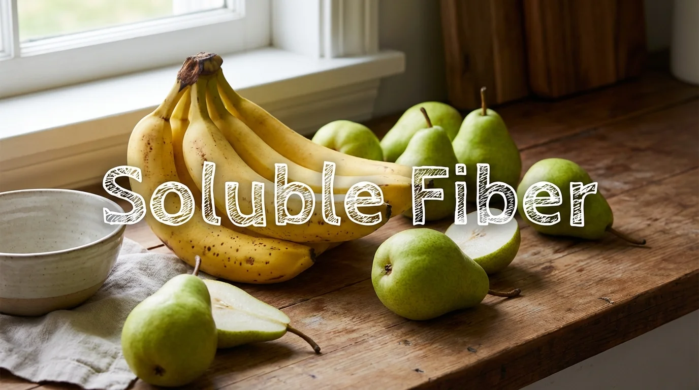 Ripe bananas and green pears.