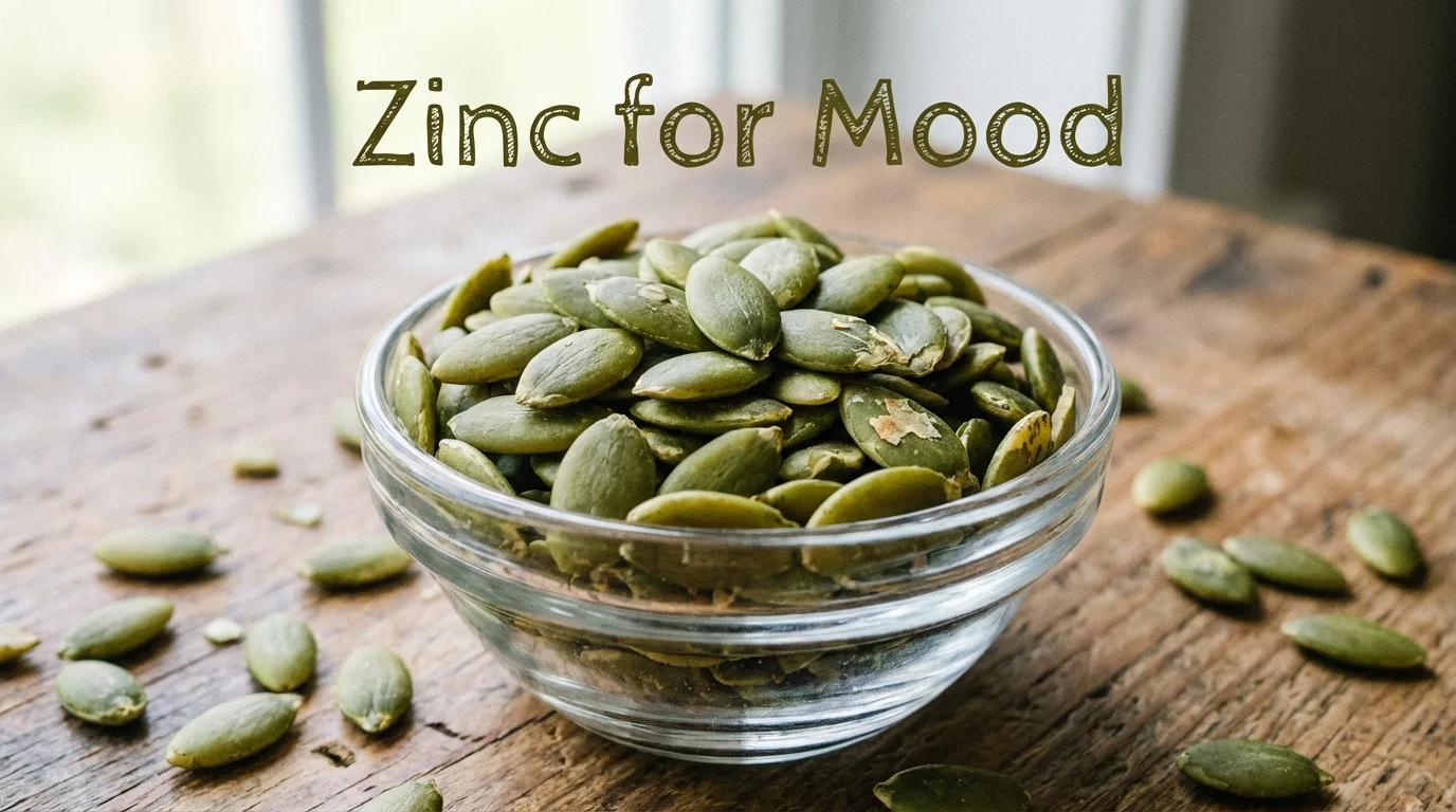 Raw pumpkin seeds in a glass bowl.