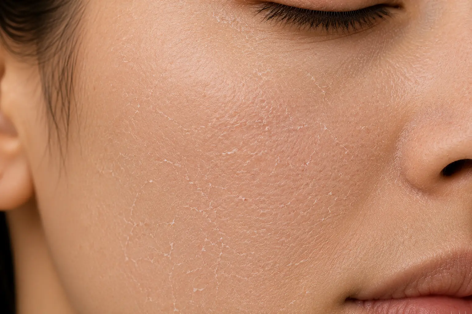 Close-up of dry, flaking skin texture